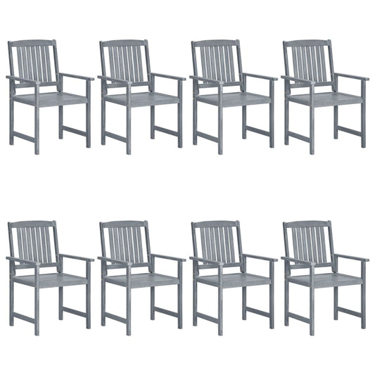 Garden Chair | Set of 8 | Grey | Solid Acacia wood | Medium | Durable