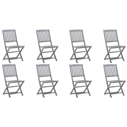 Outdoor Chair | Set of 8 | Grey | Acacia Wood | Standard | Foldable
