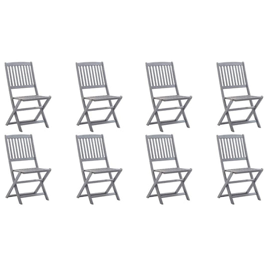 Outdoor Chair | Set of 8 | Grey | Acacia Wood | Standard | Foldable