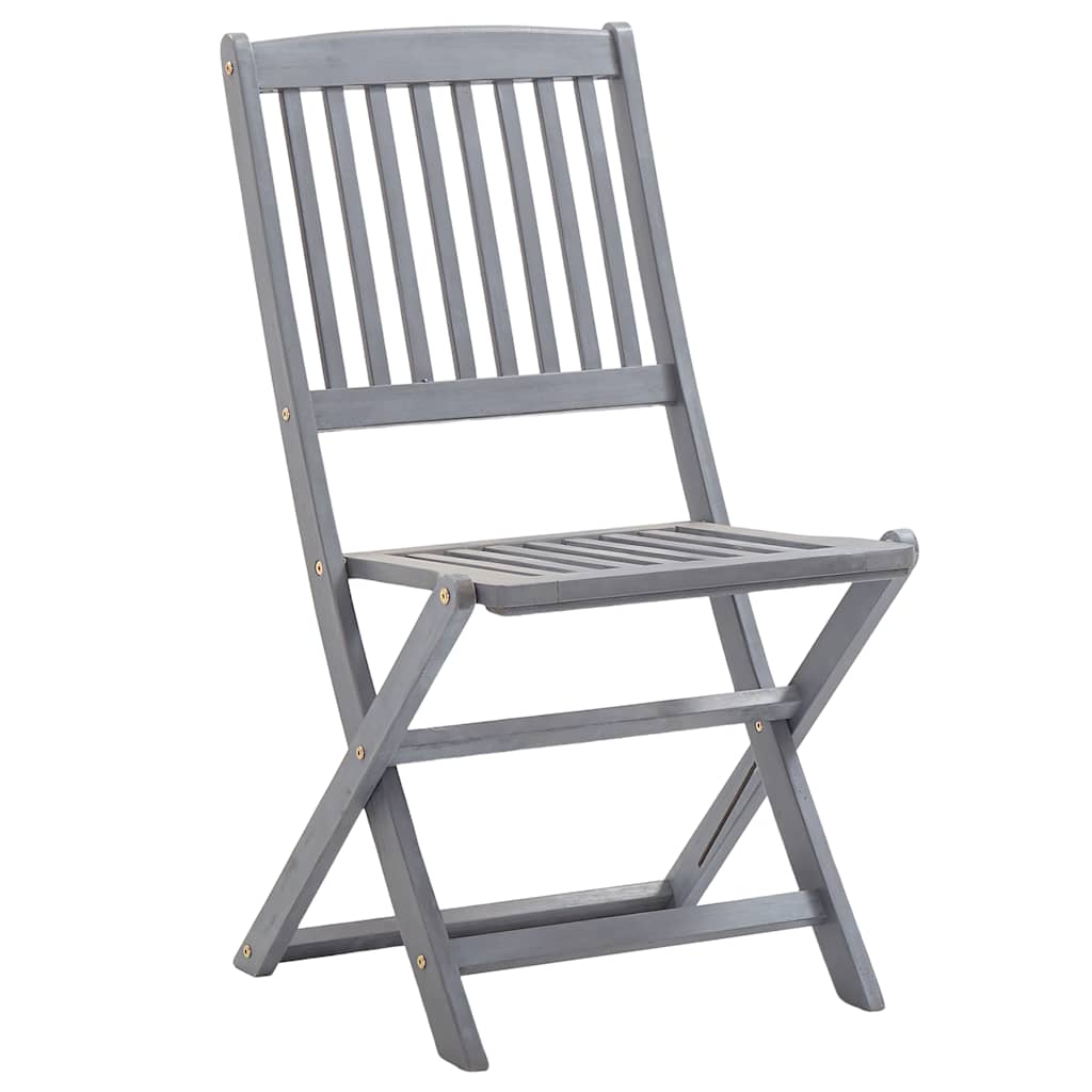 Outdoor Chair | Set of 8 | Grey | Acacia Wood | Standard | Foldable