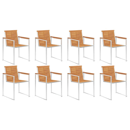 Garden Chairs 8 pcs Solid Acacia Wood and Stainless Steel