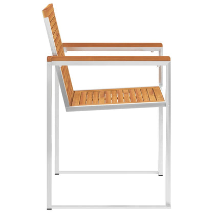 Garden Chairs 8 pcs Solid Acacia Wood and Stainless Steel