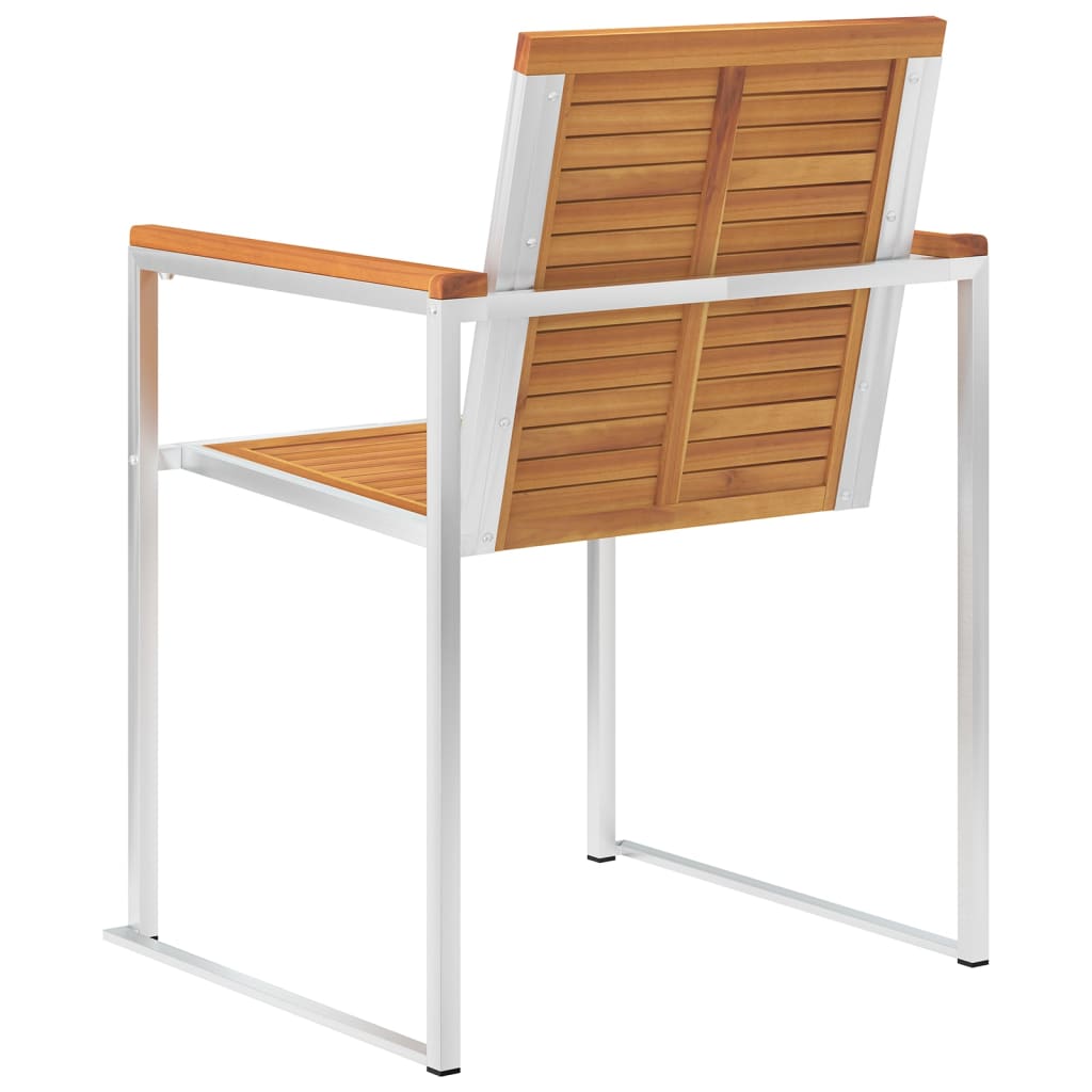 Garden Chairs 8 pcs Solid Acacia Wood and Stainless Steel