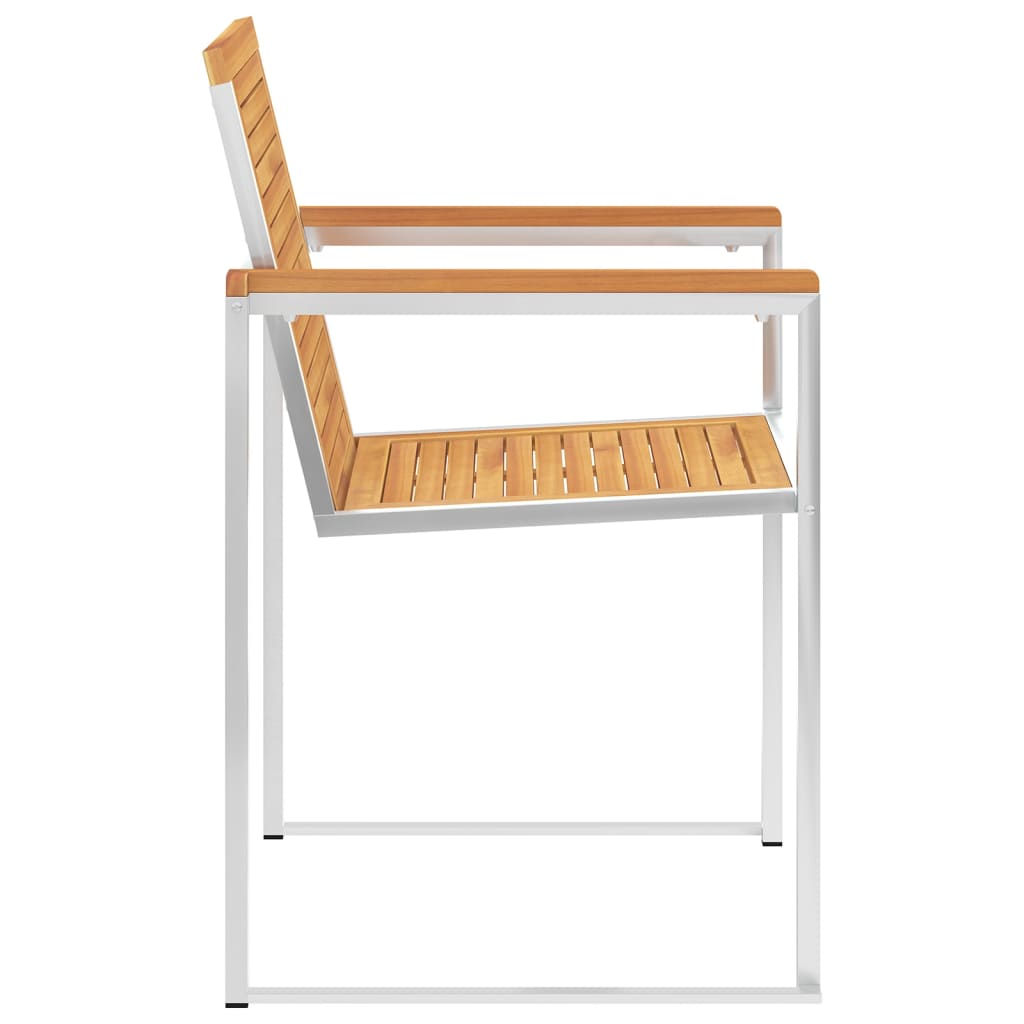 Garden Chairs 4 pcs Solid Teak Wood and Stainless Steel
