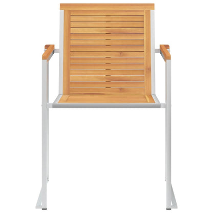 Garden Chairs 8 pcs Solid Teak Wood and Stainless Steel