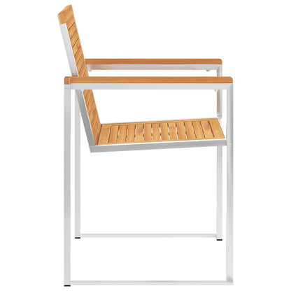 Garden Chairs 8 pcs Solid Teak Wood and Stainless Steel