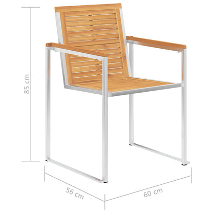 Garden Chairs 8 pcs Solid Teak Wood and Stainless Steel