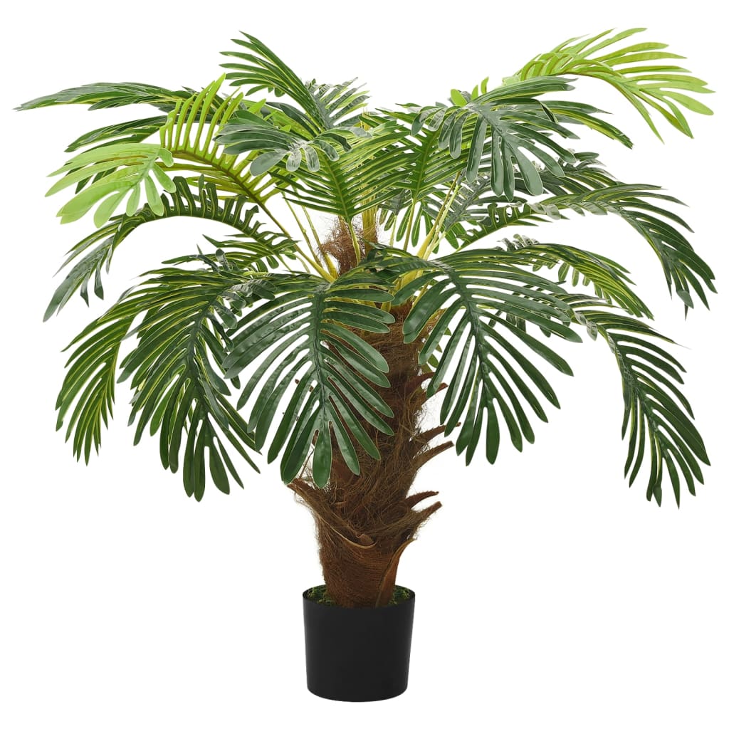 Lifelike Artificial Cycas Palm with Pot 90 cm Green, showcasing detailed leaves and realistic design for home or office decor.