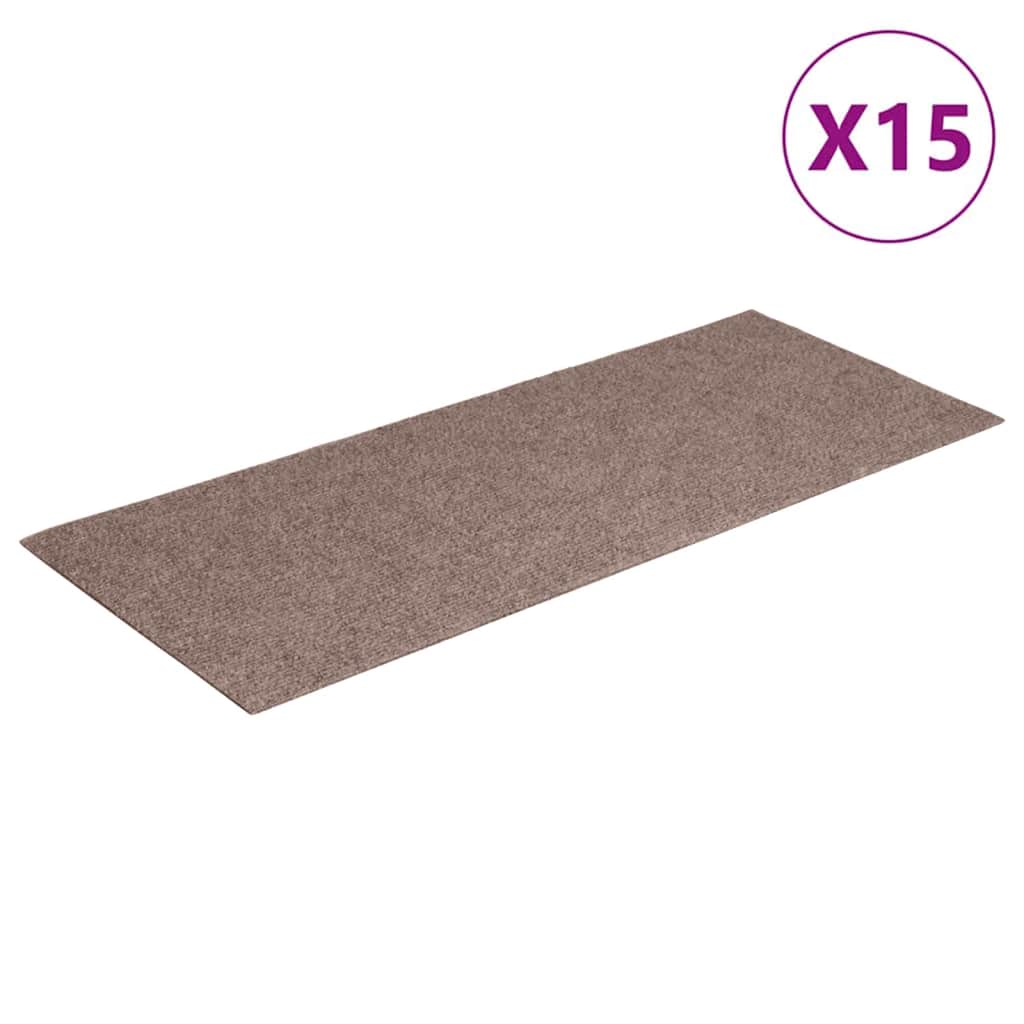 Stair Mats Self-adhesive 15 pcs 60x25 cm Light Brown Rectangular