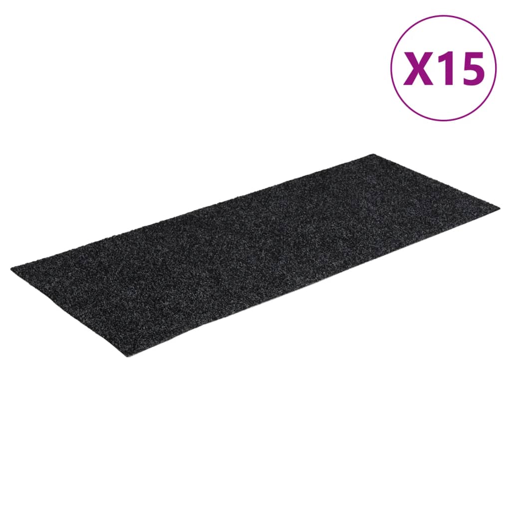 Stair Mats Self-adhesive 15 pcs 60x25 cm Dark Grey Rectangular