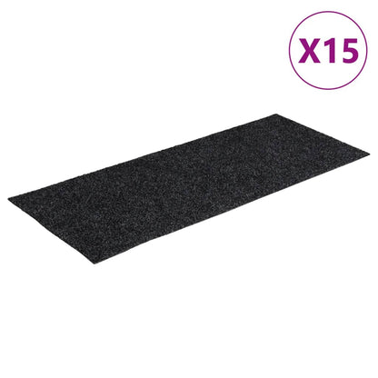 Stair Mats Self-adhesive 15 pcs 60x25 cm Dark Grey Rectangular