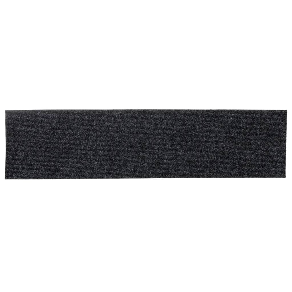 Stair Mats Self-adhesive 15 pcs 76x20 cm Dark Grey Rectangular
