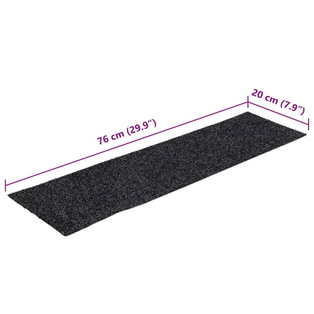 Stair Mats Self-adhesive 15 pcs 76x20 cm Dark Grey Rectangular