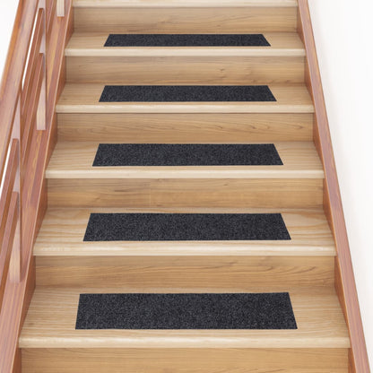 Stair Mats Self-adhesive 15 pcs 76x20 cm Dark Grey Rectangular