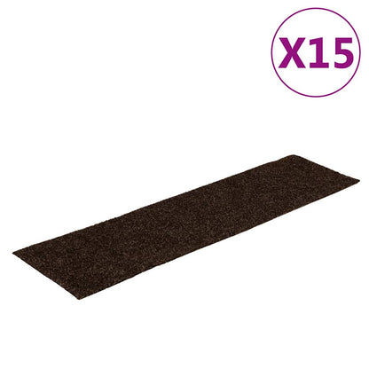 Stair Mats Self-adhesive 15 pcs 76x20 cm Brown Rectangular