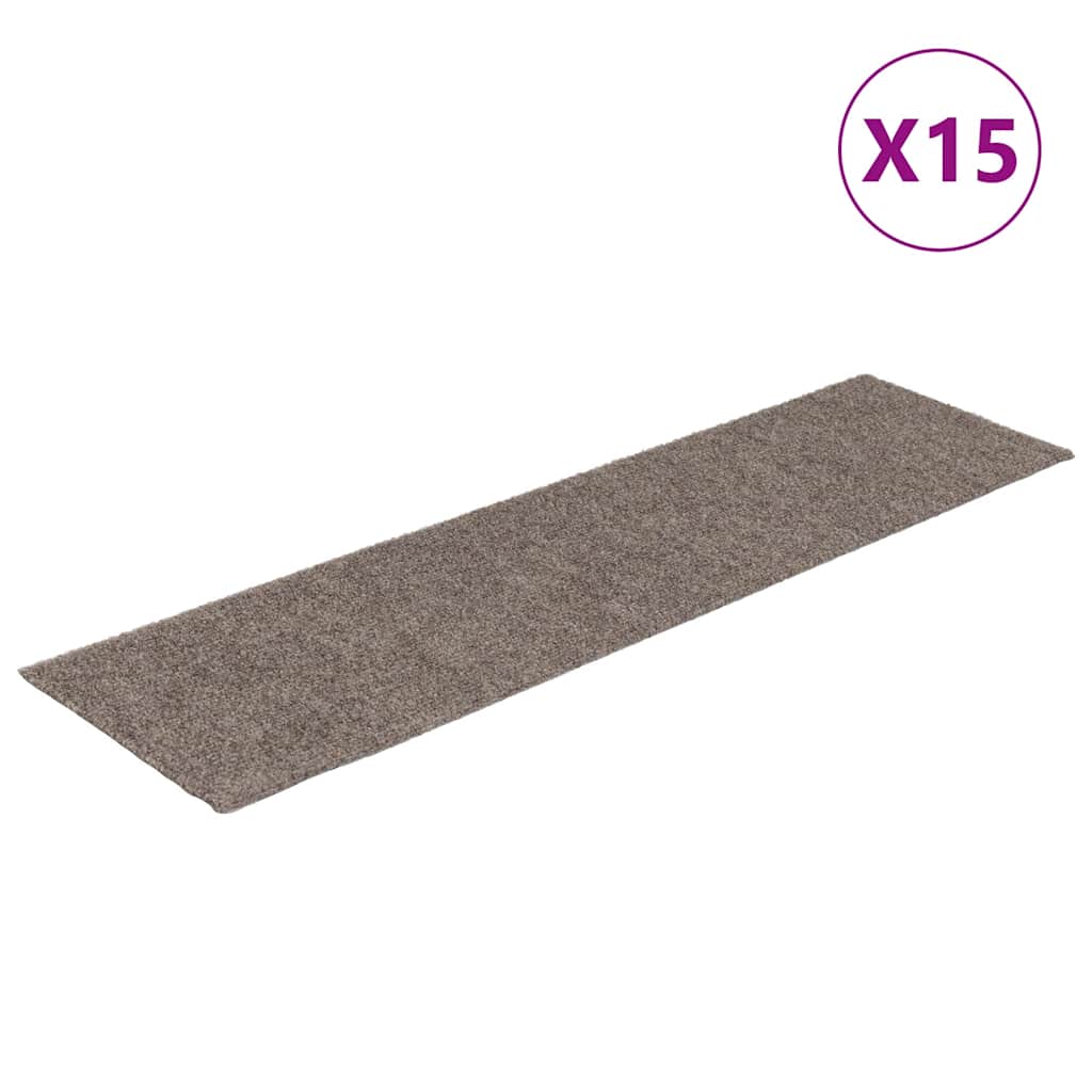 Stair Mats Self-adhesive 15 pcs 76x20 cm Beige Rectangular