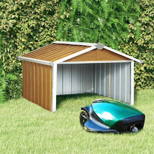 Garden Robot Lawnmower Shed 92x97x63 cm Galvanised Steel Brown