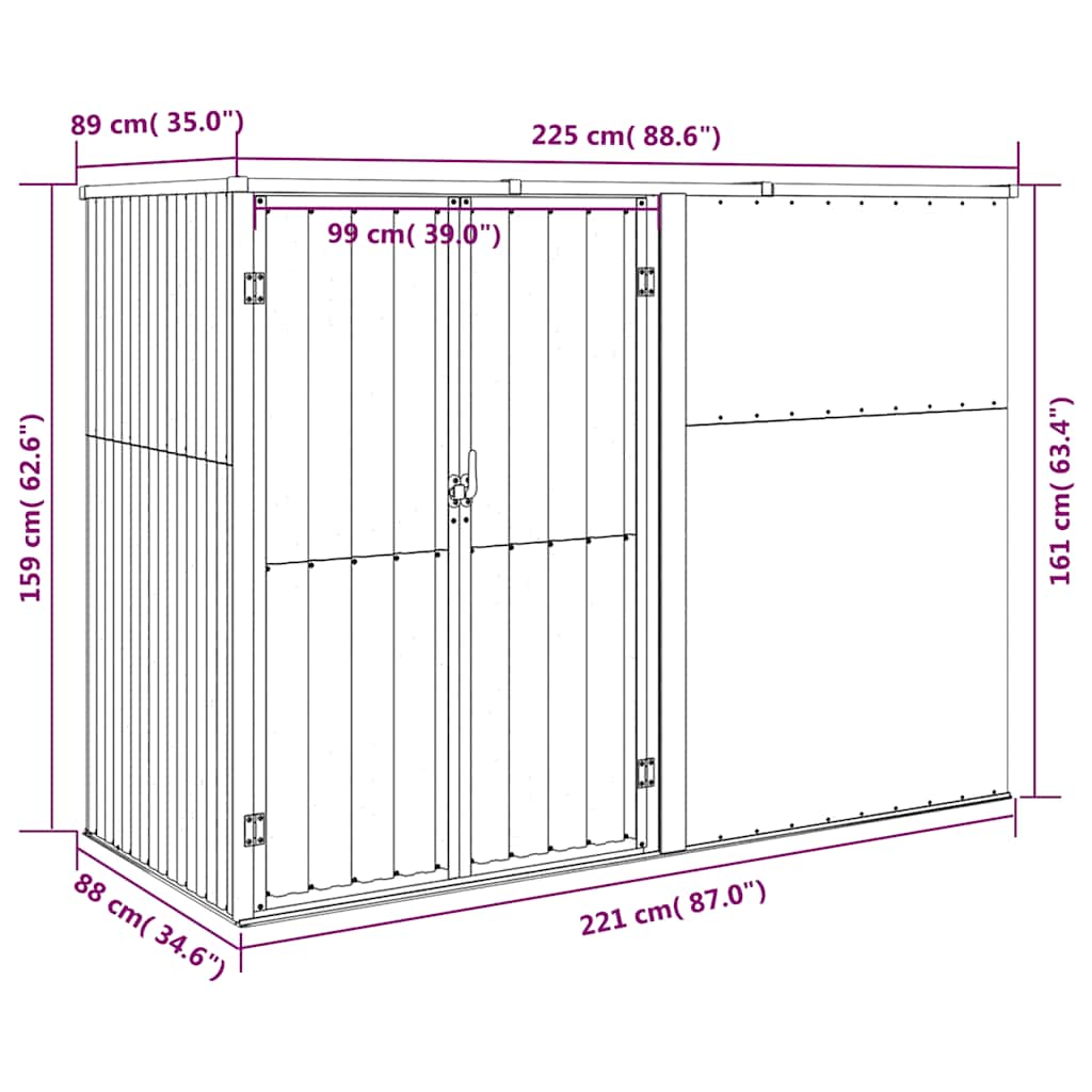 Tool Shed | Grey | Galvanised Steel | Large | Garden Tool Shed