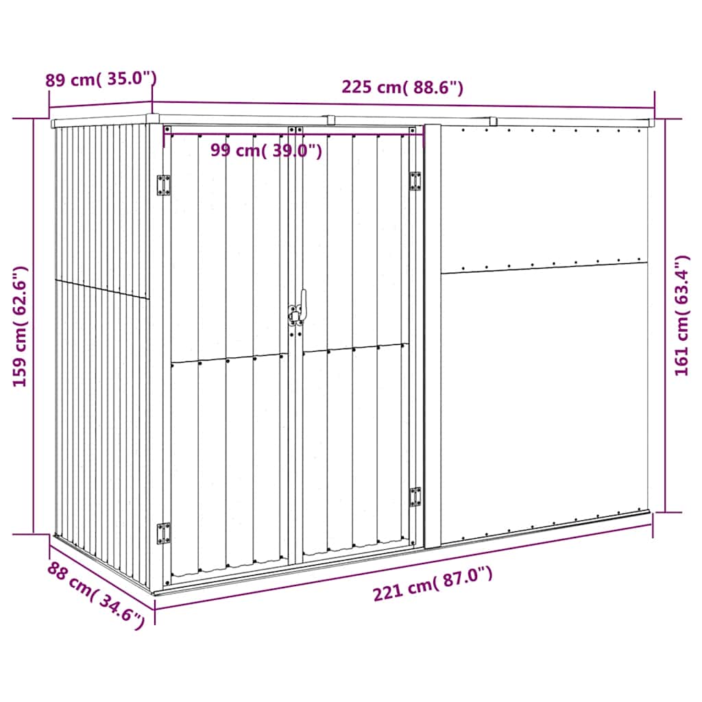Tool Shed | Brown | Galvanised steel, metal | Large | Garden Tool Shed