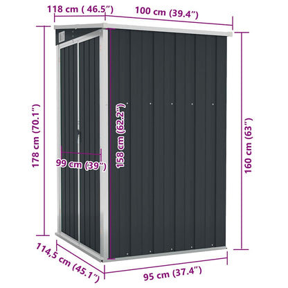 Wall-mounted Garden Shed Anthracite 118x100x178 cm Steel