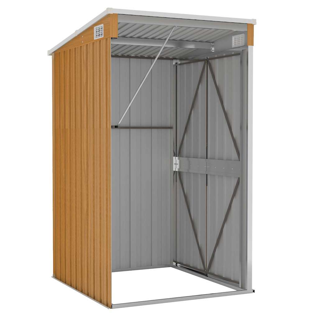 Wall-mounted Garden Shed Brown 118x100x178 cm Galvanised Steel