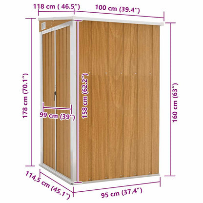 Wall-mounted Garden Shed Brown 118x100x178 cm Galvanised Steel