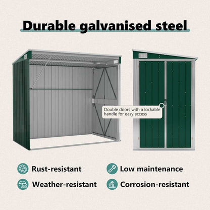 Wall-mounted Garden Shed Green 118x194x178 cm Galvanised Steel