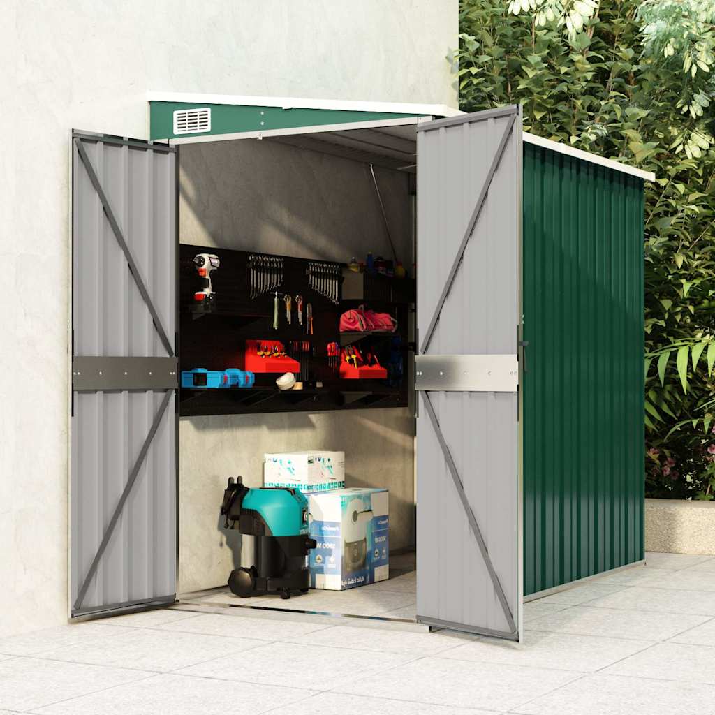 Wall-mounted Garden Shed Green 118x194x178 cm Galvanised Steel