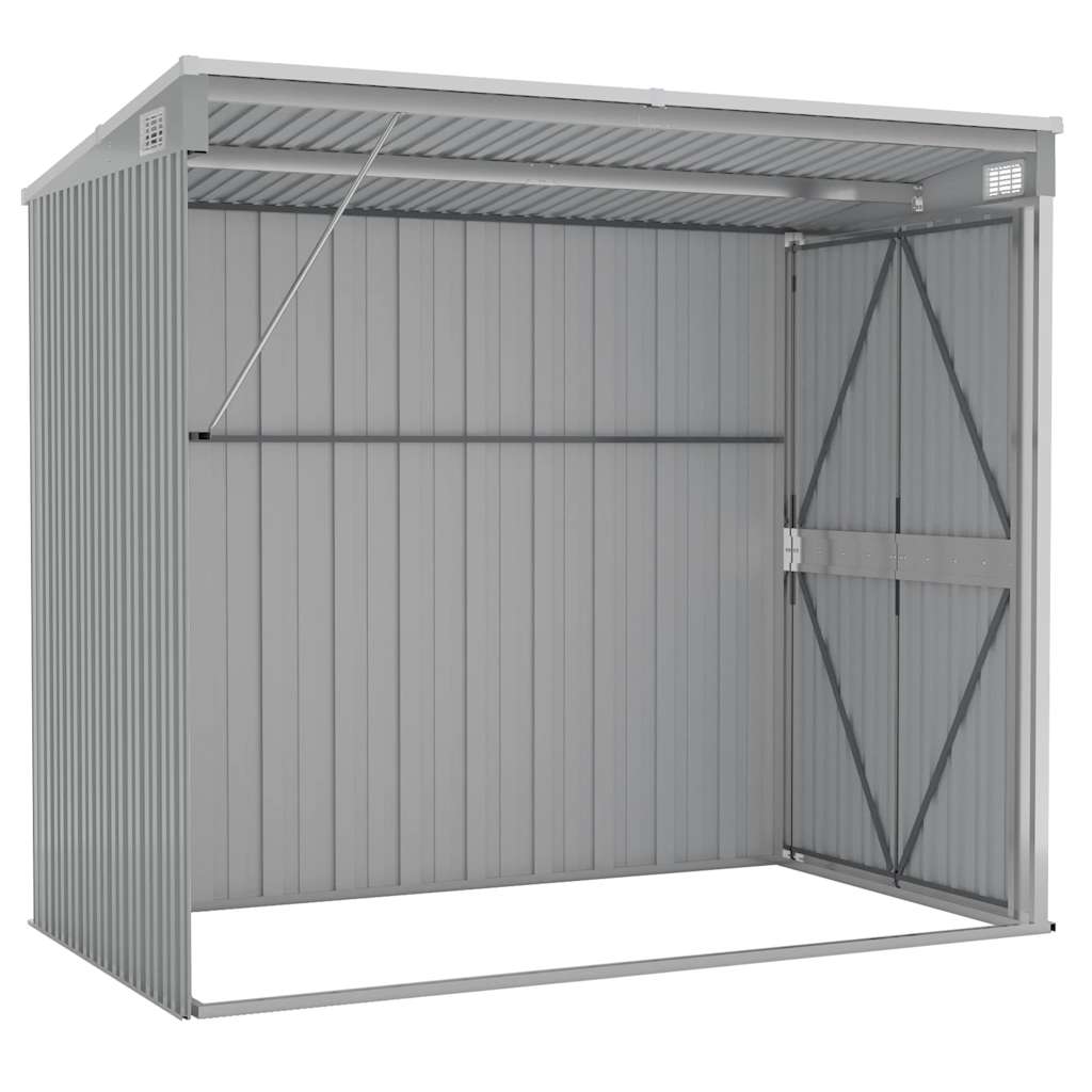 Wall-mounted Garden Shed Grey 118x194x178 cm Galvanised Steel
