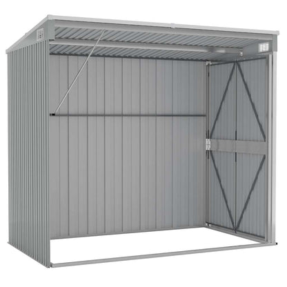 Wall-mounted Garden Shed Grey 118x194x178 cm Galvanised Steel