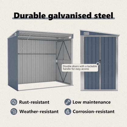 Wall-mounted Garden Shed Grey 118x194x178 cm Galvanised Steel