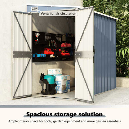 Wall-mounted Garden Shed Grey 118x194x178 cm Galvanised Steel