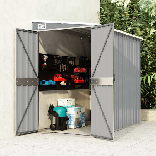 Wall-mounted Garden Shed Grey 118x194x178 cm Galvanised Steel