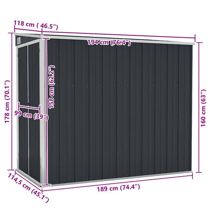 Garden Shed | Anthracite | Galvanised steel | 118x194x178 cm