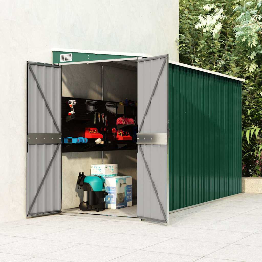 Wall-mounted Garden Shed Green 118x288x178 cm Galvanised Steel