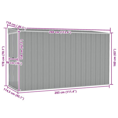 Garden Shed | Grey | Galvanised Steel | Large | Garden Shed | Rectangular