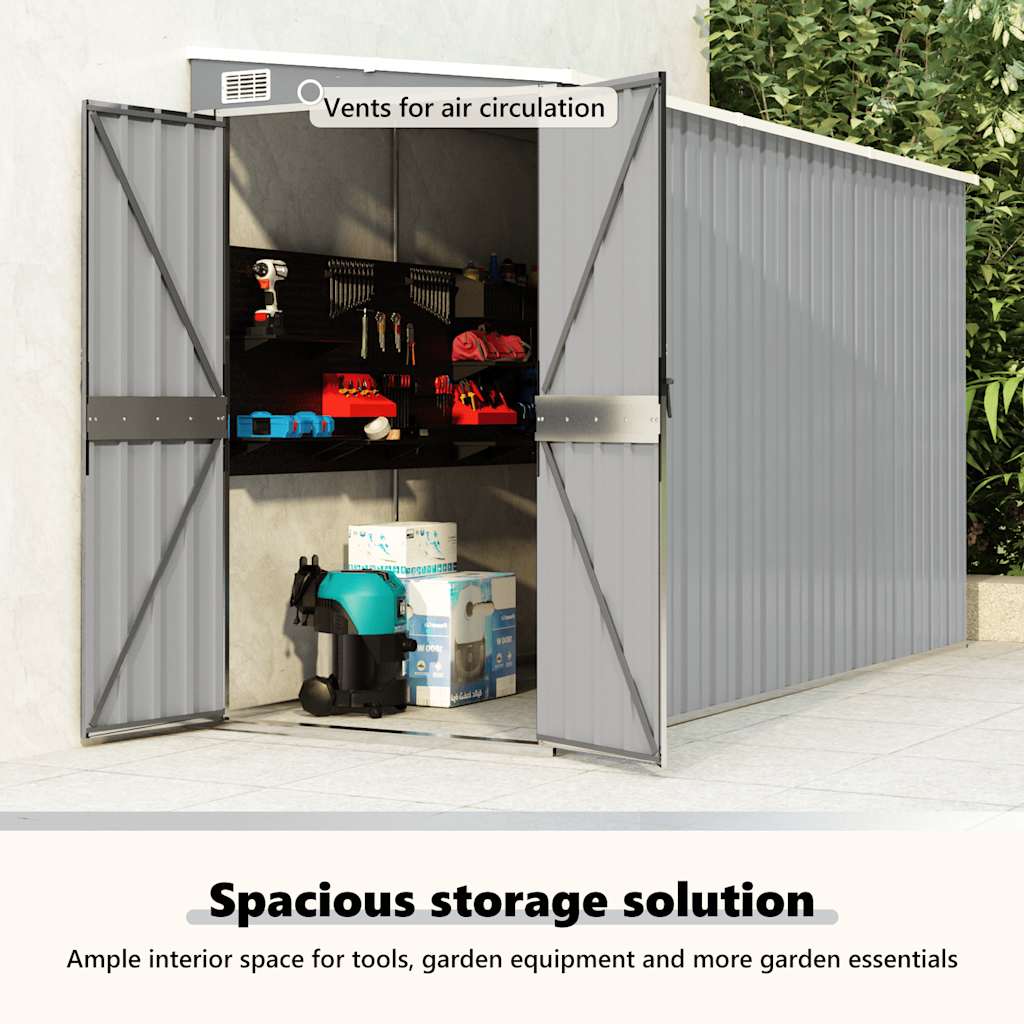 Garden Shed | Grey | Galvanised Steel | Large | Garden Shed | Rectangular