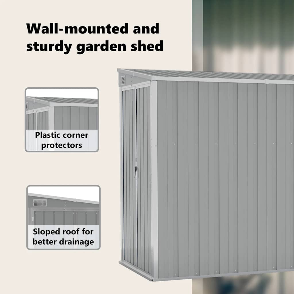 Garden Shed | Grey | Galvanised Steel | Large | Garden Shed | Rectangular