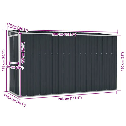 Wall-mounted Garden Shed Anthracite 118x288x178 cm Steel