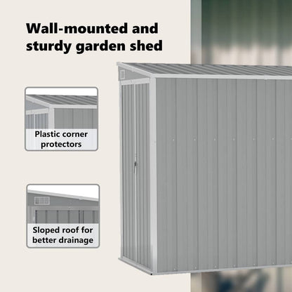 Wall-mounted Garden Shed Grey 118x382x178 cm Galvanised Steel