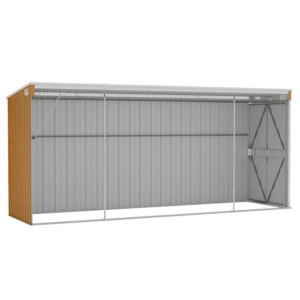 Wall-mounted Garden Shed Brown 118x382x178 cm Galvanised Steel