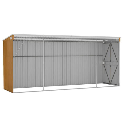 Wall-mounted Garden Shed Brown 118x382x178 cm Galvanised Steel