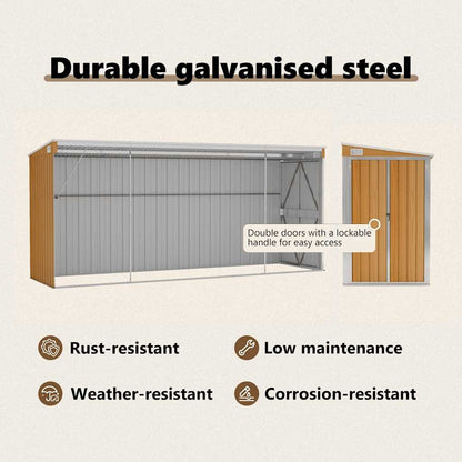 Garden Shed | Wood Look Brown | Galvanised steel | Large | Garden Shed