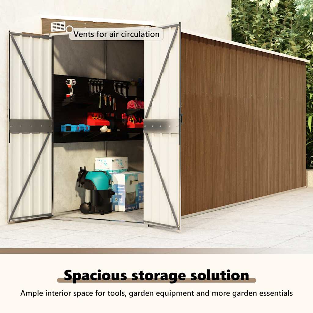 Garden Shed | Wood Look Brown | Galvanised steel | Large | Garden Shed