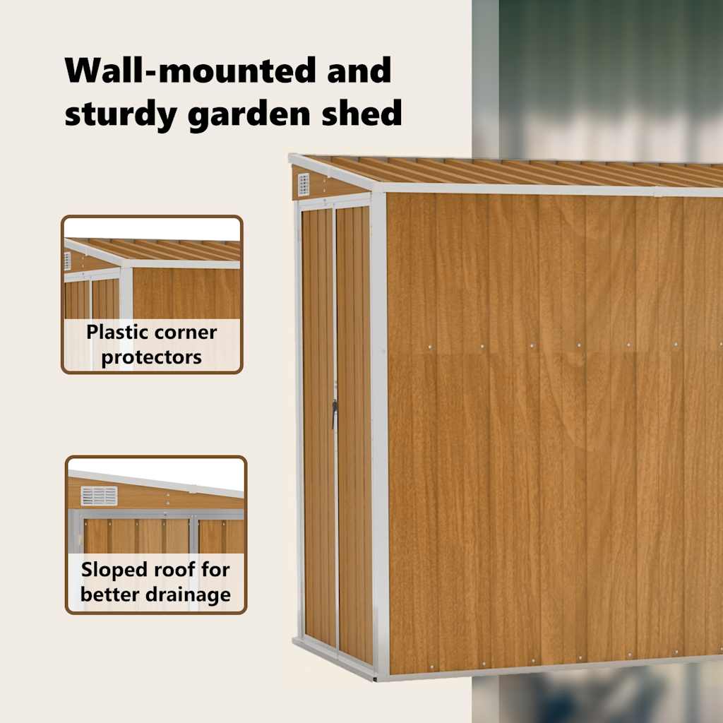 Garden Shed | Wood Look Brown | Galvanised steel | Large | Garden Shed