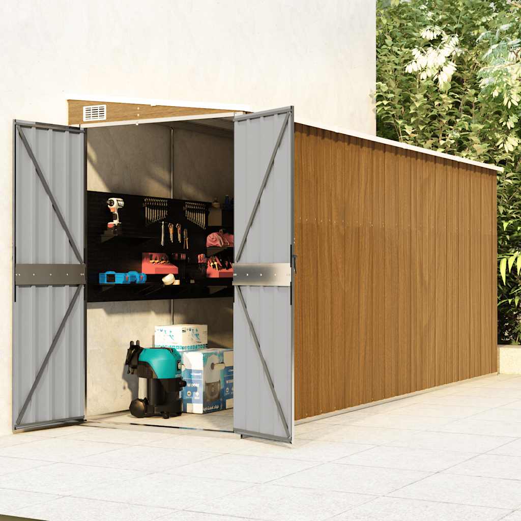Garden Shed | Wood Look Brown | Galvanised steel | Large | Garden Shed
