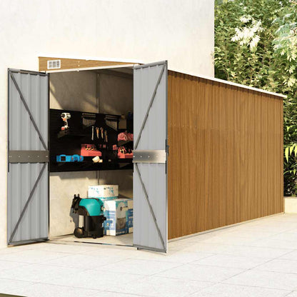 Garden Shed | Wood Look Brown | Galvanised steel | Large | Garden Shed