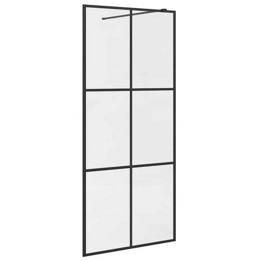 Walk-in Shower Wall with Clear ESG Glass 90x195 cm Black