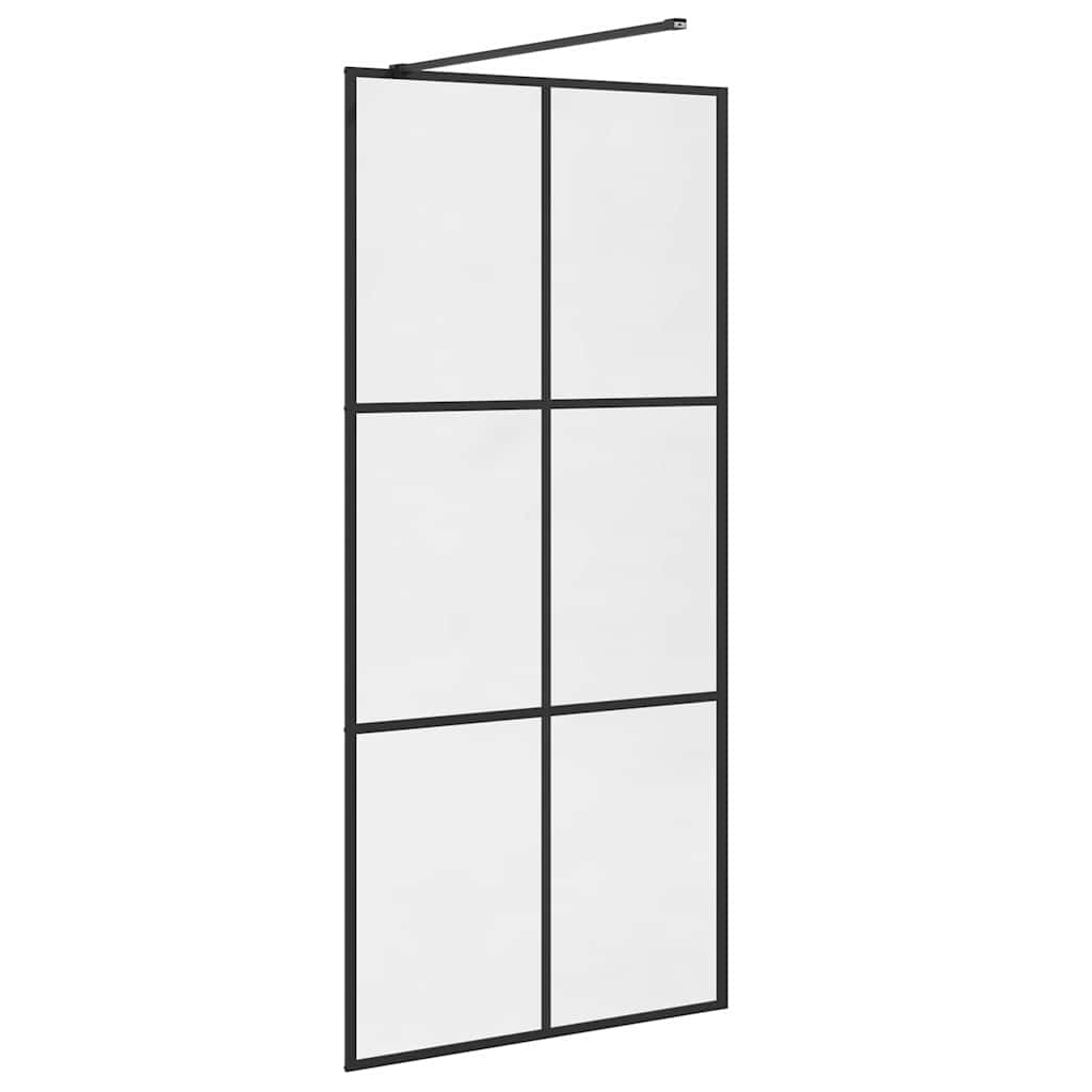 Walk-in Shower Wall with Clear ESG Glass 90x195 cm Black