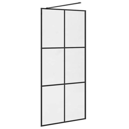 Walk-in Shower Wall with Clear ESG Glass 90x195 cm Black